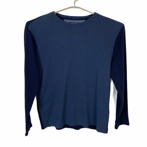 Banana Republic Waffle Knit Shirt Men's Blue Long Sleeves Crew Neck sz XL